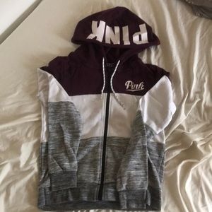 Pink brand zip front hoodie